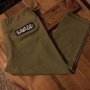 Savage Barbell Army Green Workout Capris